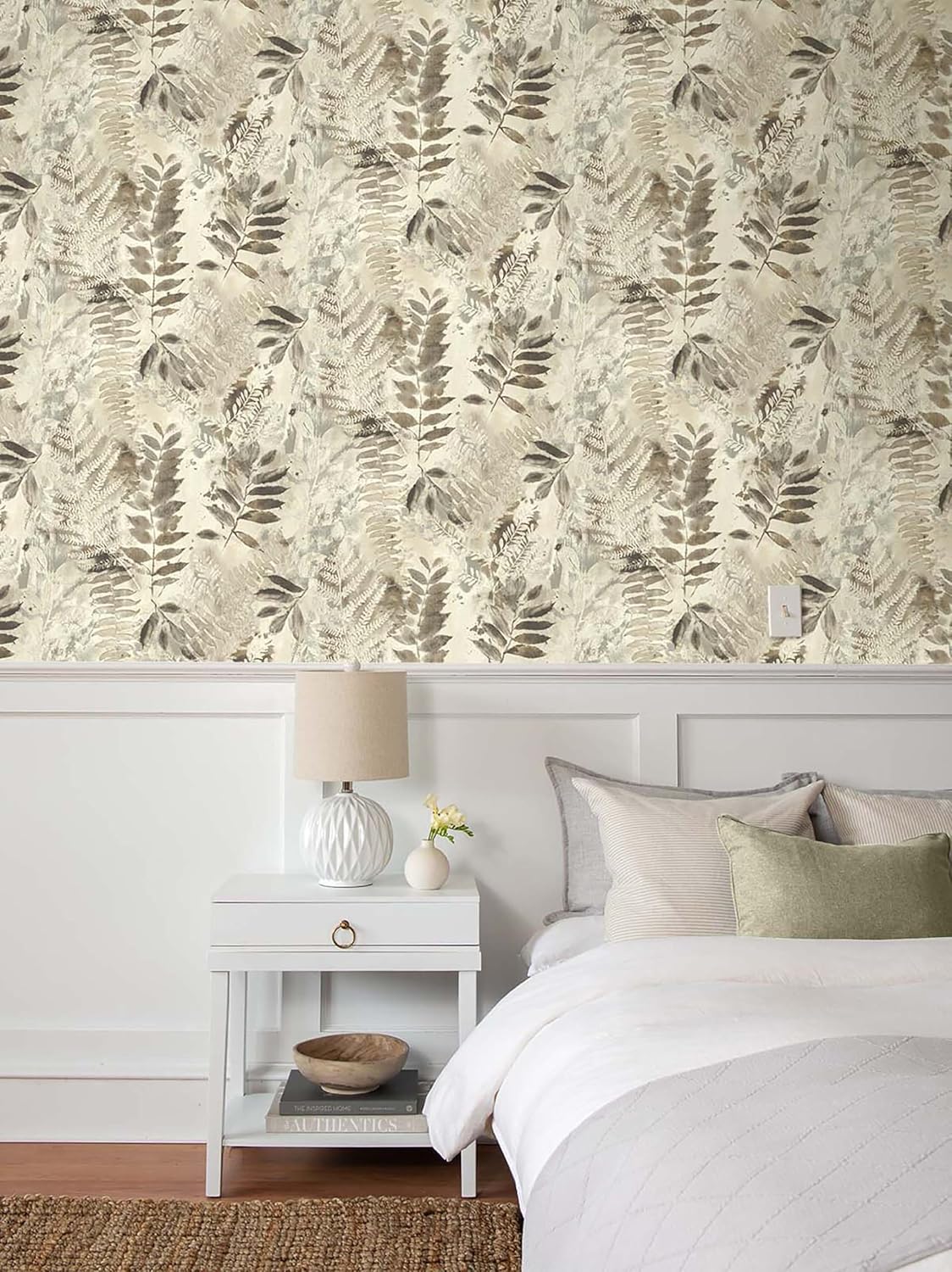 Surface Style Fern Memory Botanical Peel and Stick Wallpaper, (Brown Latte)