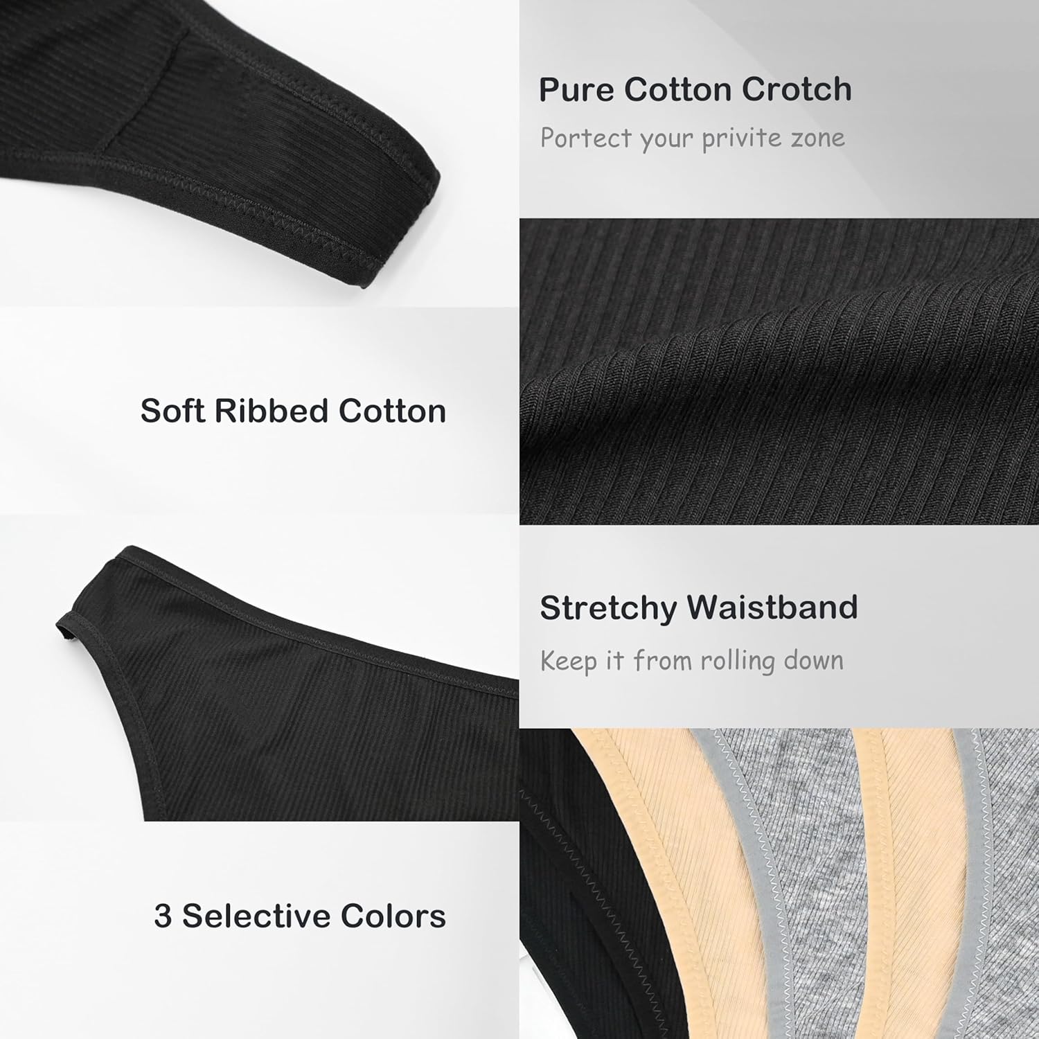 Umiehary Women's High Waisted Ribbed Cotton&Nylon Stretchy Sport Breathable Athletics Panties Plus Size - Image 5