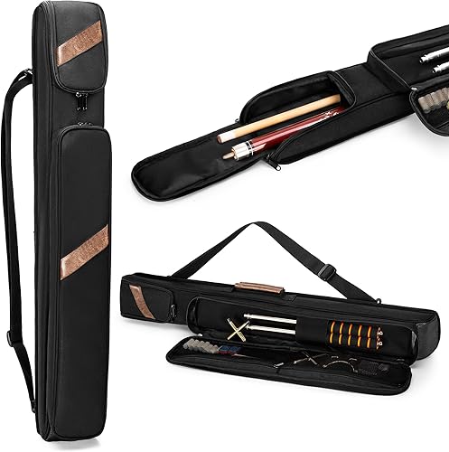 Estuche para taco de piscina Rexmica con capacidad para 1 empuñadura y 1 eje, bolsa de transporte para taco de billar con asa y correa de hombro