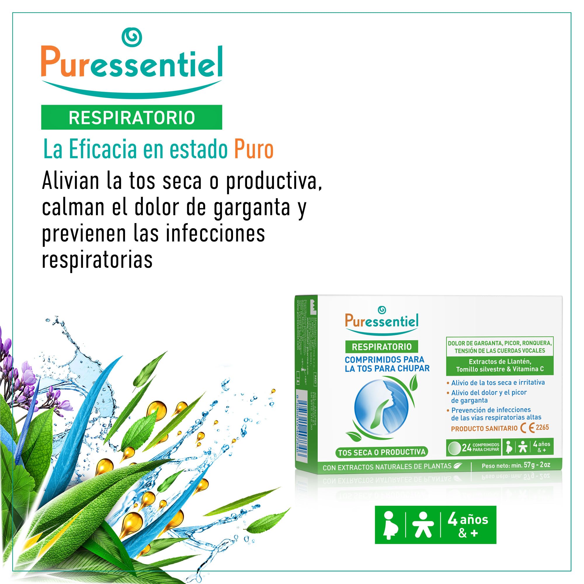Puressentiel – Comprimidos para la Tos para chupar - Tos Seca o Productiva – Alivia el dolor de garganta y previene las infecciones respiratorias – Con 21 extractos de plantas BIO – 24 comprimidos