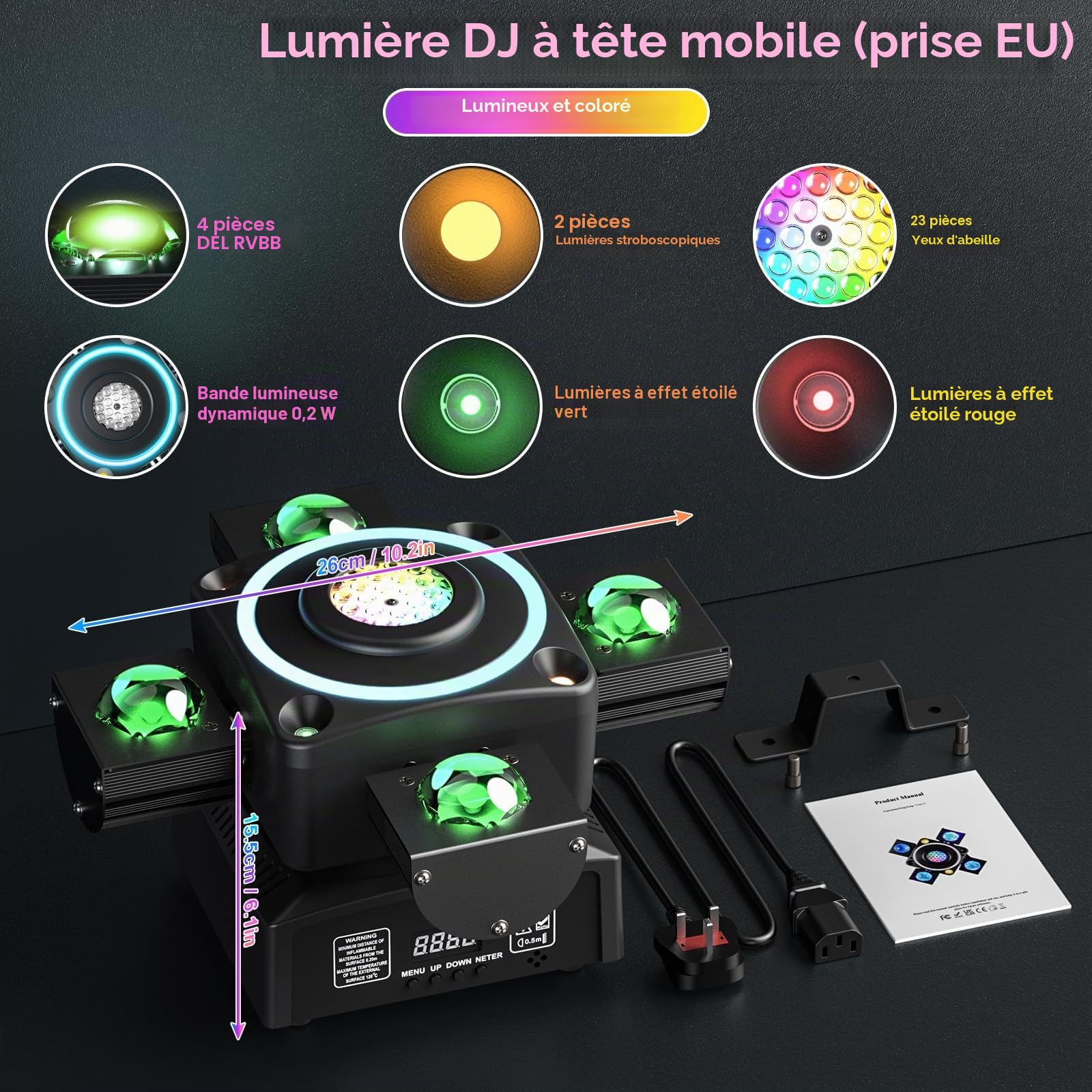 Lyre LED 100W Lumière DJ Soirée RGBW Projecteur Luminaires à tête rotative pour Disco Fête Club Bar Éclairage Show