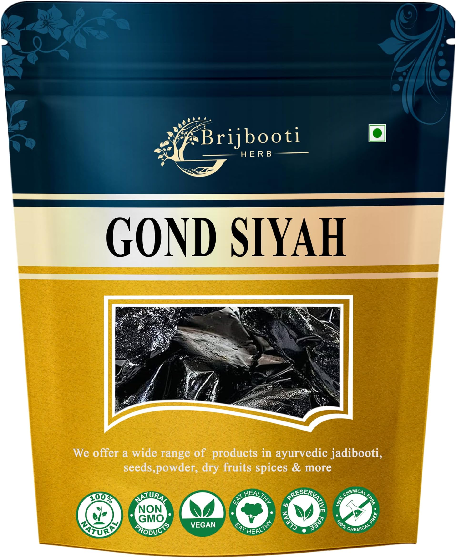 Birju Mahavir Gond Siyah - Kala Gond - Black Gum For Joint and Back Pain 100 Gr
