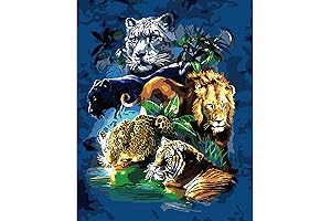 Lion Tiger Leopard Animals Paint by Number for Adults