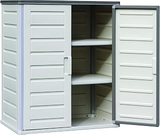 GARDEN FRIEND A1852387 Low Wardrobe All Shelves Two Doors Capacity 287 lt, Grey