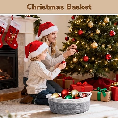 Miniatura 38 de Goodpick Cesta tejida pequeña, linda cuerda rosa, cesta de algodón para bebé, cesta de almacenamiento para habitación de guardería, caja de juguetes