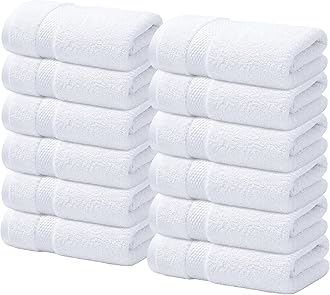 Infinitee Xclusives Luxury Wash Cloths for Showering [13x13] – 100% Cotton Washcloths [Pack of 12], Soft and Absorbent Face Towels for Bathroom Wash Clothes, Gym, and Spa (Brilliant White)