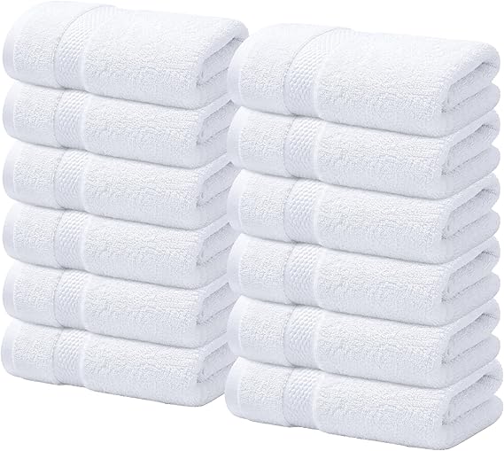 Infinitee Xclusives 100% Cotton Luxury Wash Cloths for Showering - 12 Pack | Washcloths [13x13] - Soft and Absorbent Face Towels for Bathroom Wash Clothes - Gym, Spa & Hotel Use