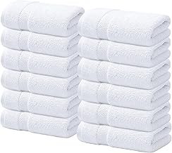 Infinitee Xclusives Luxury Wash Cloths for Showering [13x13] – 100% Cotton Washcloths [Pack of 12], Soft and Absorbent Face Towels for Bathroom Wash Clothes, Gym, and Spa (Brilliant White)