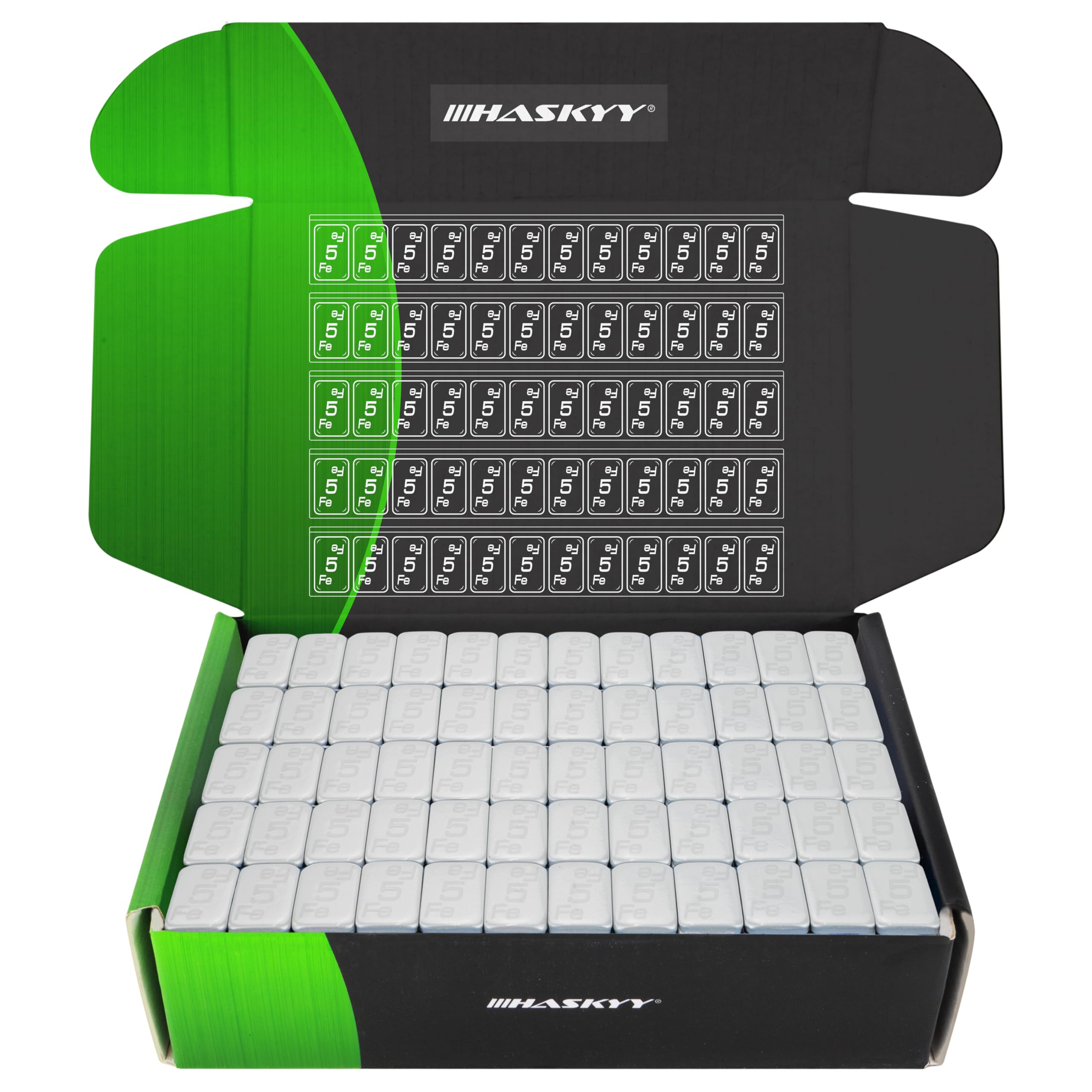 HASKYY 50 Klebegewichte Auswuchtgewichte Stahlgewichte 50x Kleberiegel aus Stahl 12x5g für Alufelgen selbstklebend verzinkt & kunststoffbeschichtet