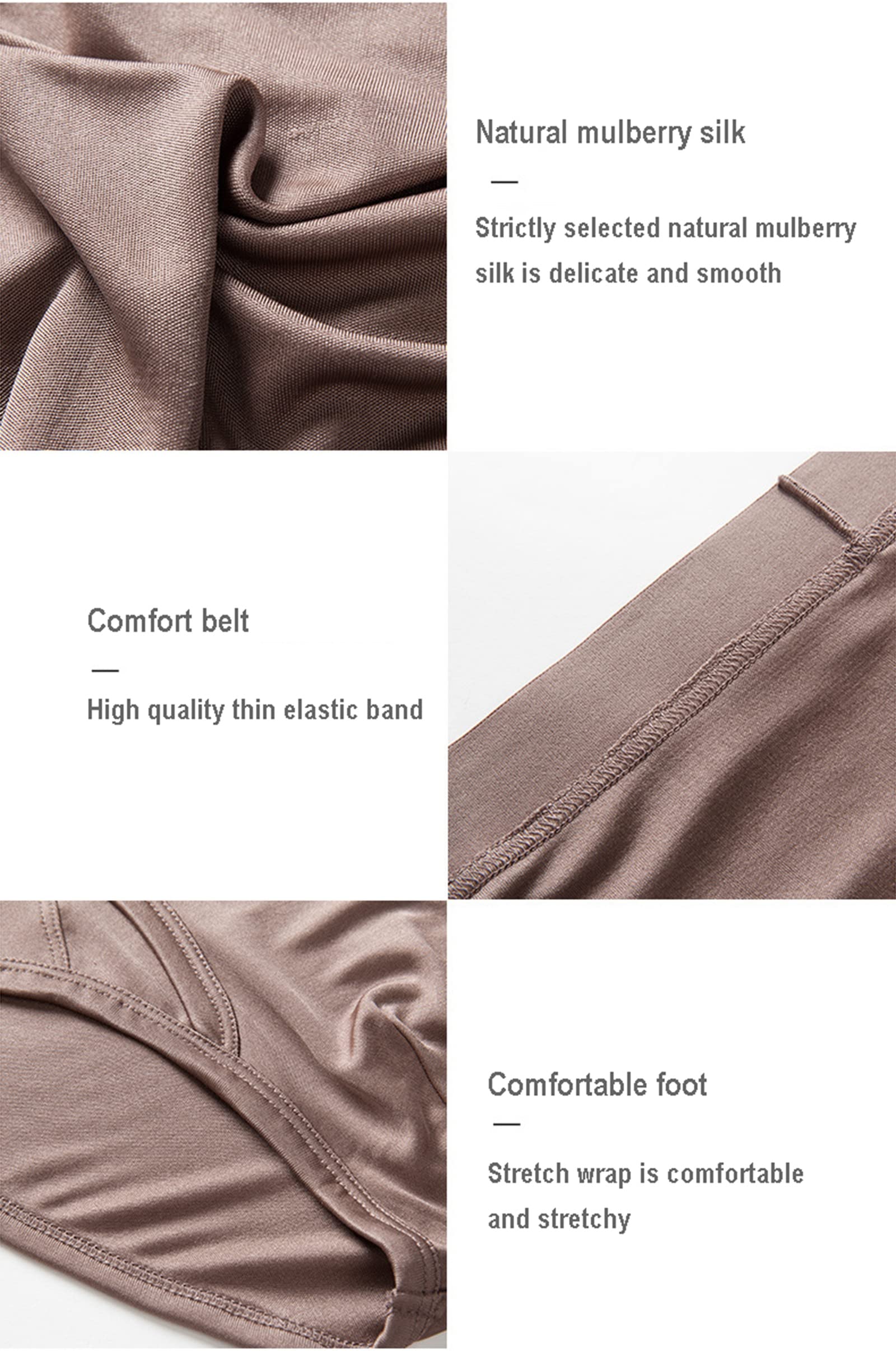 Męskie majtki bielizny 100% Mulberry Silkr Classics Oddychające satynowe figi Fajne kalesony