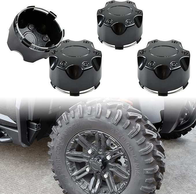 SAUTVS Tire Wheel Hub Caps for Sportsman Ranger RZR ACE, Black Rim Cap