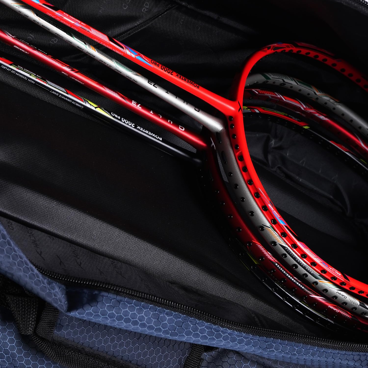 HUNDRED Ideal Badminton and Tennis Racquet Kit Bag | 2 Compartment with Side Pouch | Easy-Carry Handle | Padded Back Straps | Front Zipper Pocket