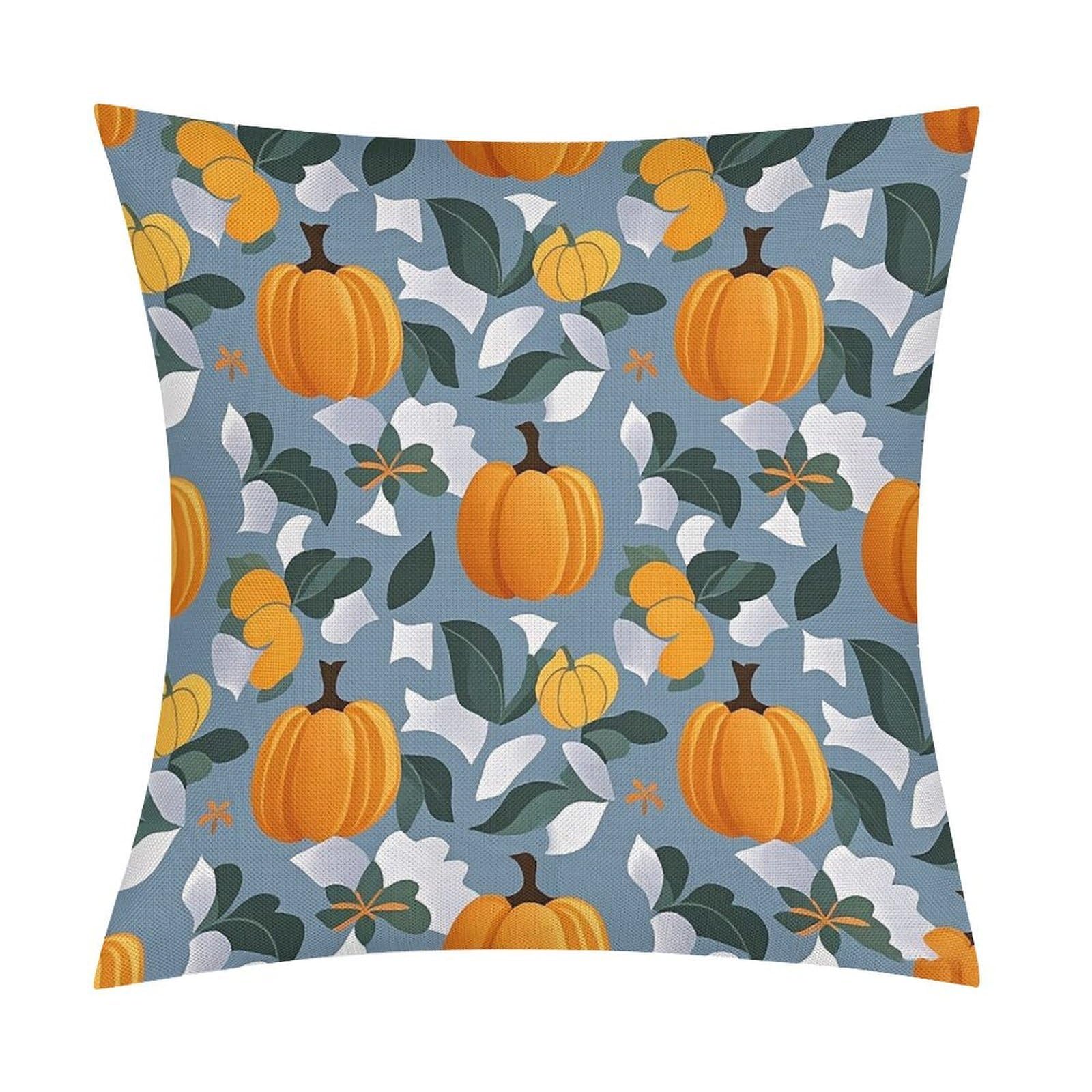 FekiLoot Orange Pumpkin Pattern Throw Pillow Cover Soft Square Cushion Case Farmhouse Cushion Cover Decorative Pillow Cover Modern Pillowcase for Sofa Living Room Bed Home Decor 18x18 Inch