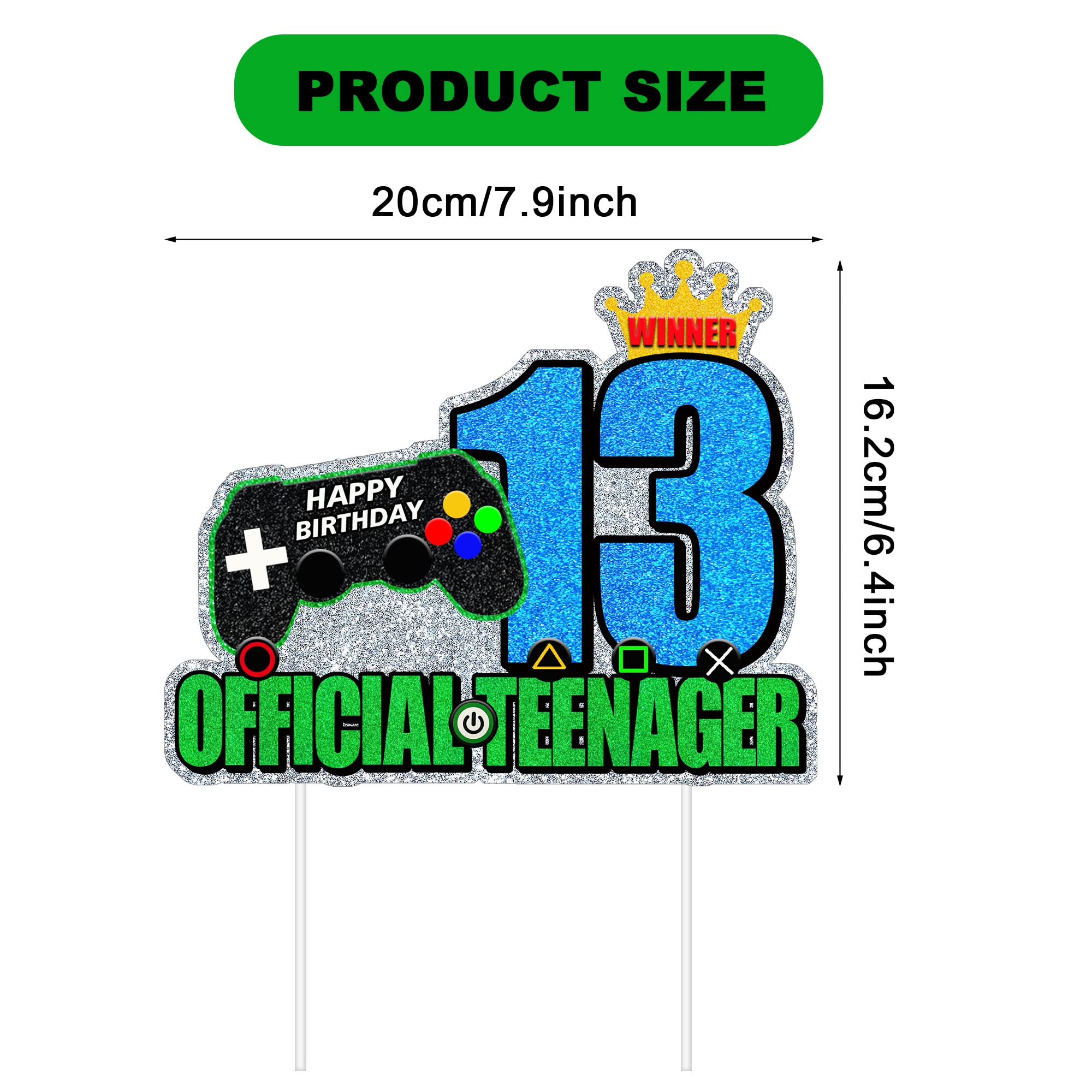 13th Birthday Video Game Cake Topper - Gamepad Design For Teen Gamer Party Decor - View #8