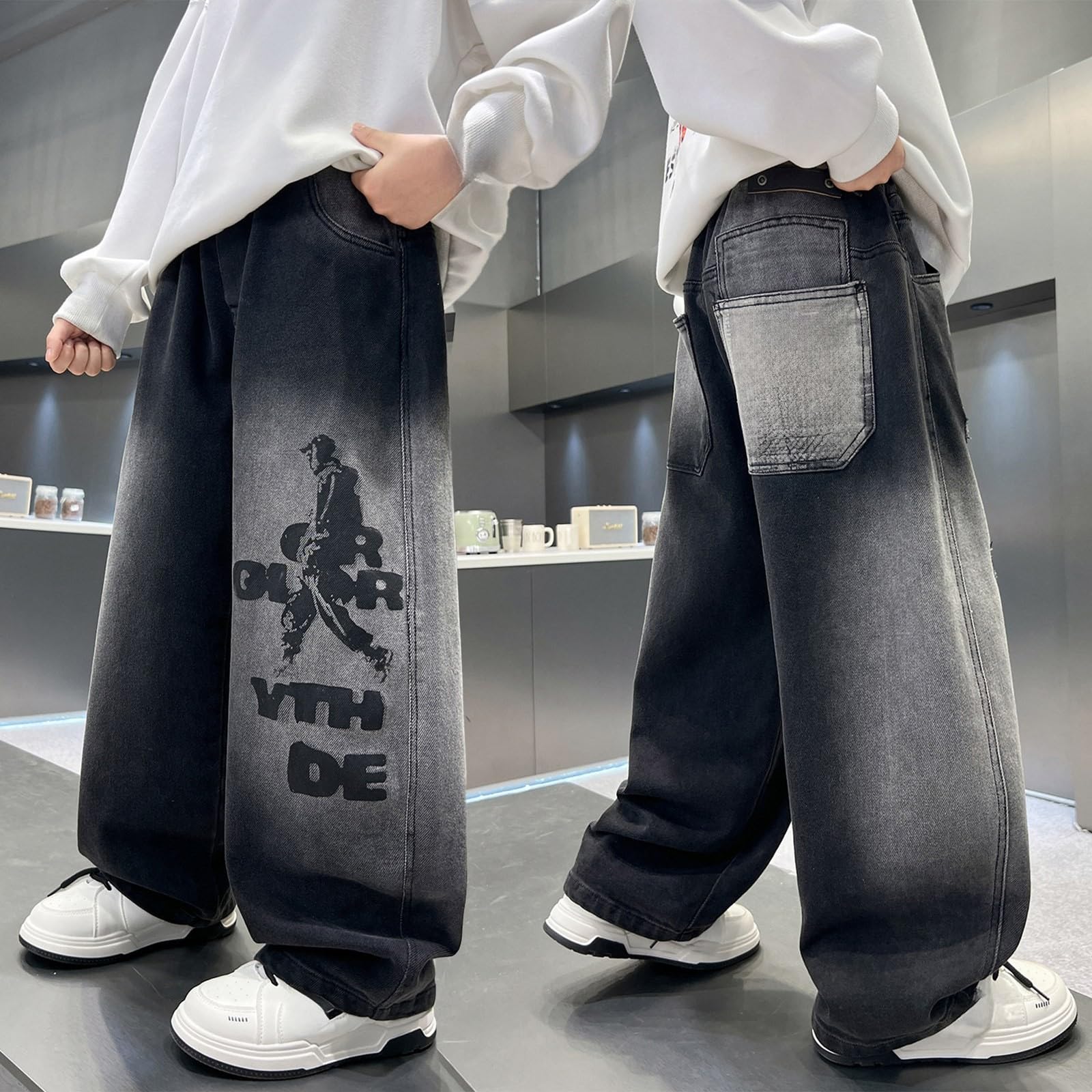 Vaqueros Niño 5-13 Años Ancho Pantalon Vaquero Adolescentes Chico Elasticos Rectos Vintage Hippies Streetwear Jeans Pantalones Vaqueros Cargo Denim Holgados Otoño 2026