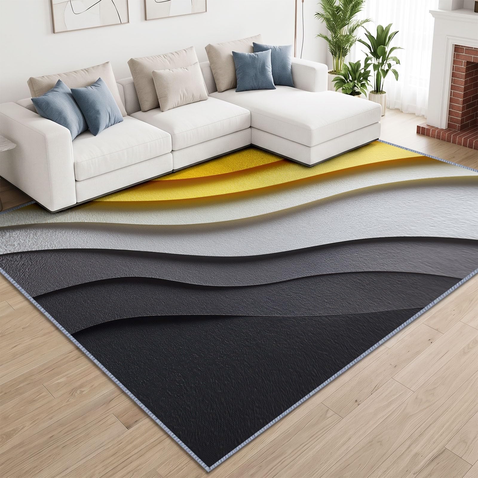 Duży abstrakcyjny dywan do cięcia papieru 3D do salonu 160 x 230 cm, antypoślizgowy dywan szary antracytowy zakrzywione miękkie krótkie włosie można prać w pralce do sypialni, jadalni, łazienki