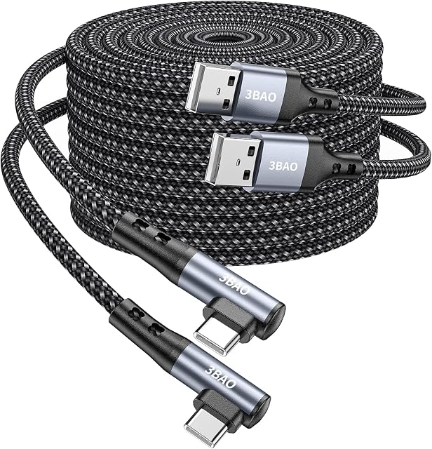 USB C Cable Right Angle [2Pack 1m 2m], 3.1A Fast Charge Type C Charger Cable Braided 90 Degree USB C Charging Cable Compatible with Samsung Galaxy S22 S21 S20 Note 10 9,Huawei P40 P30,Xiaomi,Sony