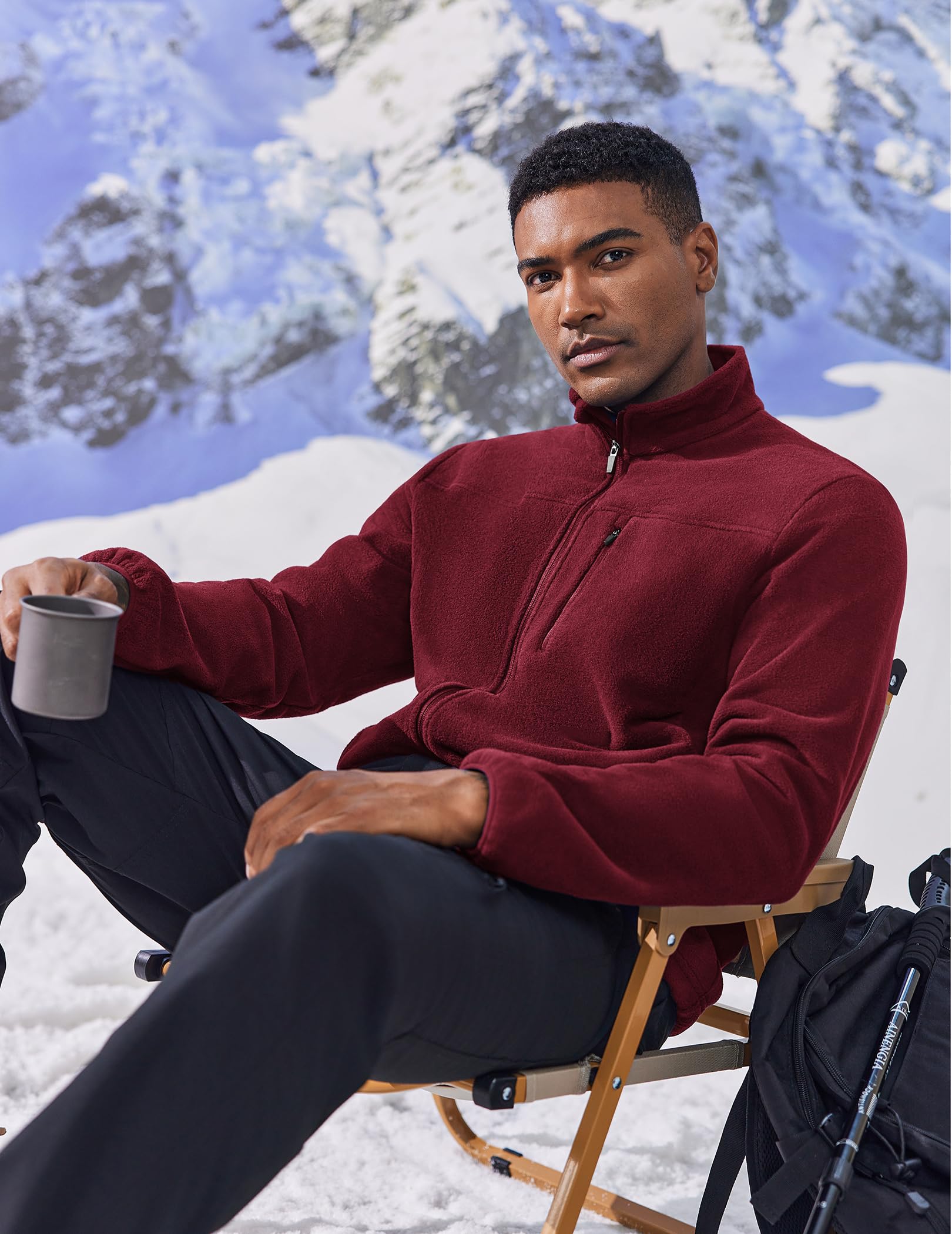 PINSPARK Chaqueta de forro polar para hombre con cremallera completa, chaqueta de invierno para exterior, trekking, correr, senderismo, chaqueta de punto de forro polar con varios bolsillos, ligera