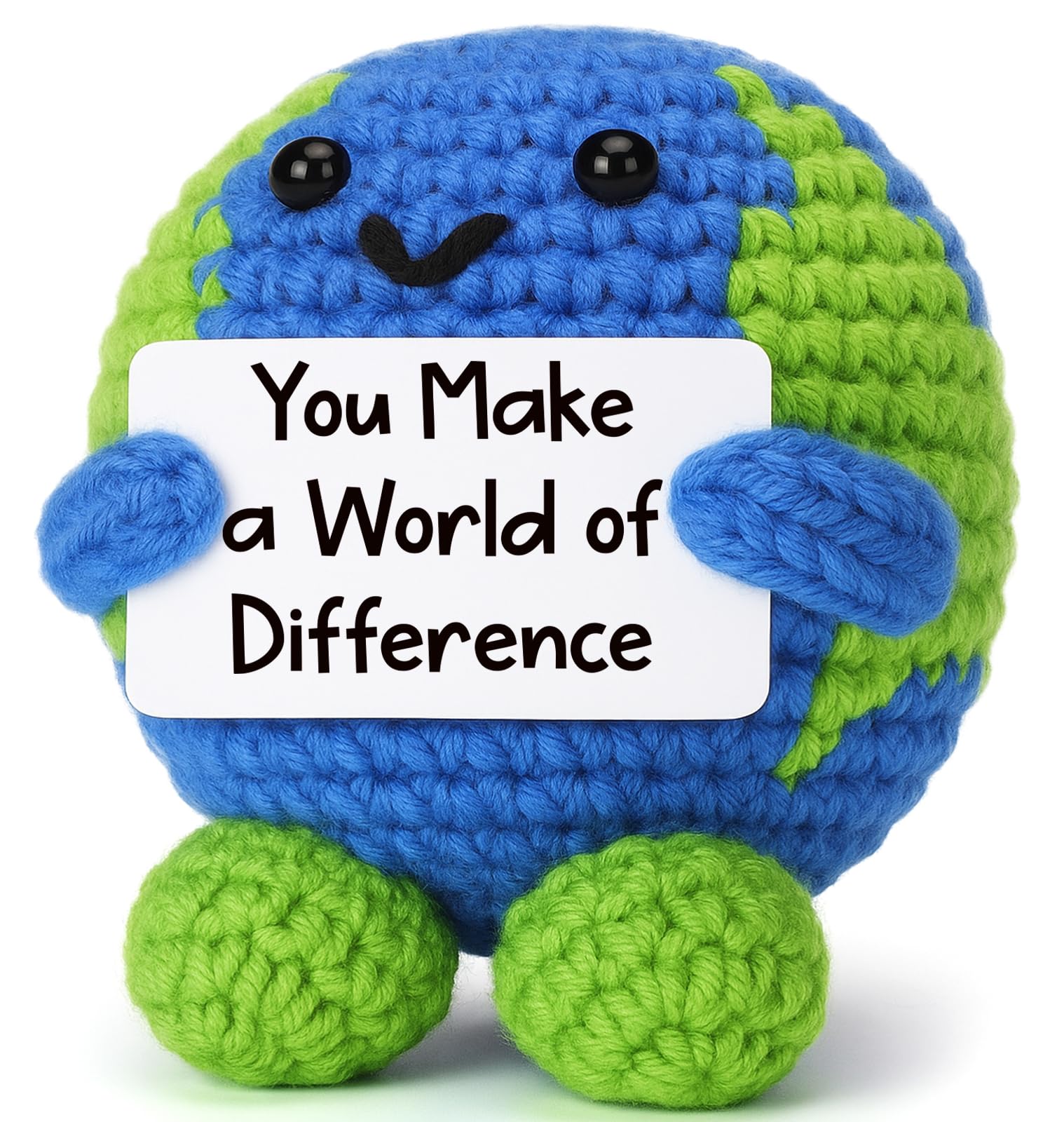 YUEYUQIU Thank You Gifts for Women Men, You Make a World of Difference Handmade Crochet Earth, Inspirational Presents for Teacher Nurse Coworker, Appreciation Friendship Farewell Gift