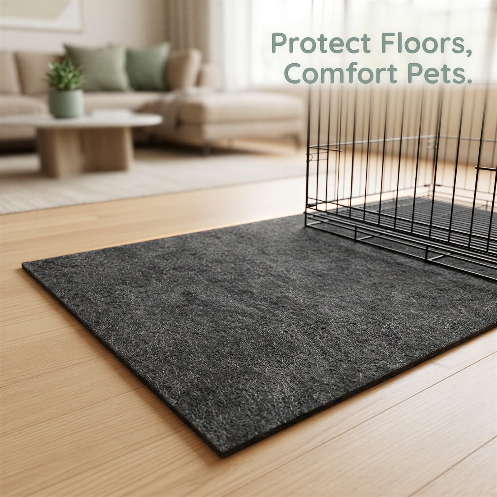 Tapis pour Cage pour Chien, Tapis de Protection sous Cage, rectangulaire Gris foncé pour Niche, Feutre Lavable et réutilisable, pour Fond de Cage et Protection du Sol intérieur