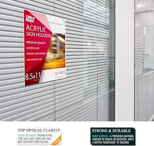 Miniatura 5 de OFFICE MAJOR - Soporte para letreros (acrílico, 3.3 x 4.3in, con cintas 9.8ft y tornillos de montaje, marco transparente para montaje en pared (caja