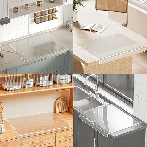 Miniatura 6 de Tablas de cortar grandes de grado alimenticio para encimera de cocina de 18 x 16 pulgadas, tabla de cortar de policarbonato con labio, tabla de