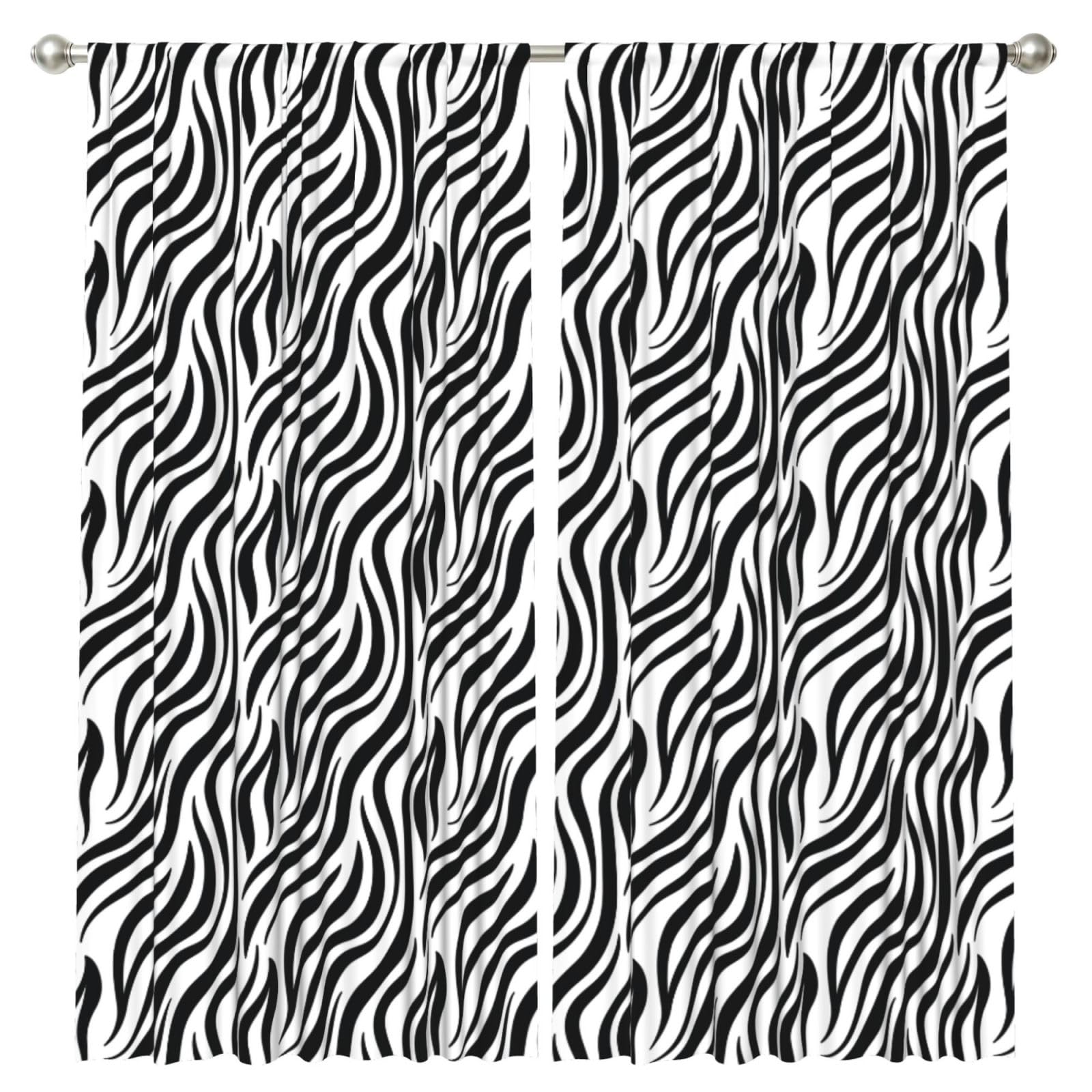 InOmak Zebra, 2 Panels Window Curtains 52 x 84 Inch Blackout Curtains for Living Room Bedroom