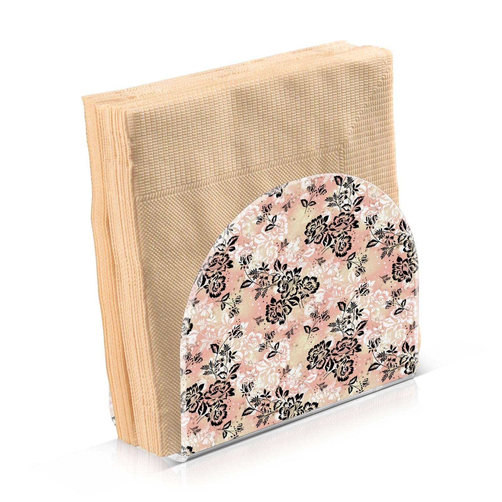 YETTASBIN U-Shaped Acrylic Napkin Holder - Pink Bow Design, Non-Slip, Holds 50-60 Napkins, Table Organizer - View #9
