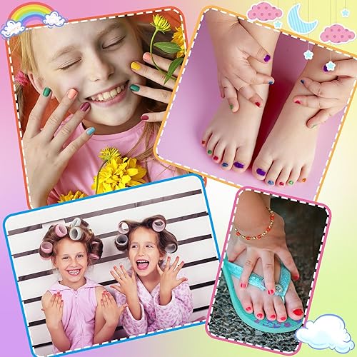 Miniatura 6 de ALIKOSSTOR Juego de esmaltes de uñas arcoíris para niños, kit de 10 piezas de esmalte de uñas no tóxico de secado rápido y fácil de quitar a base de