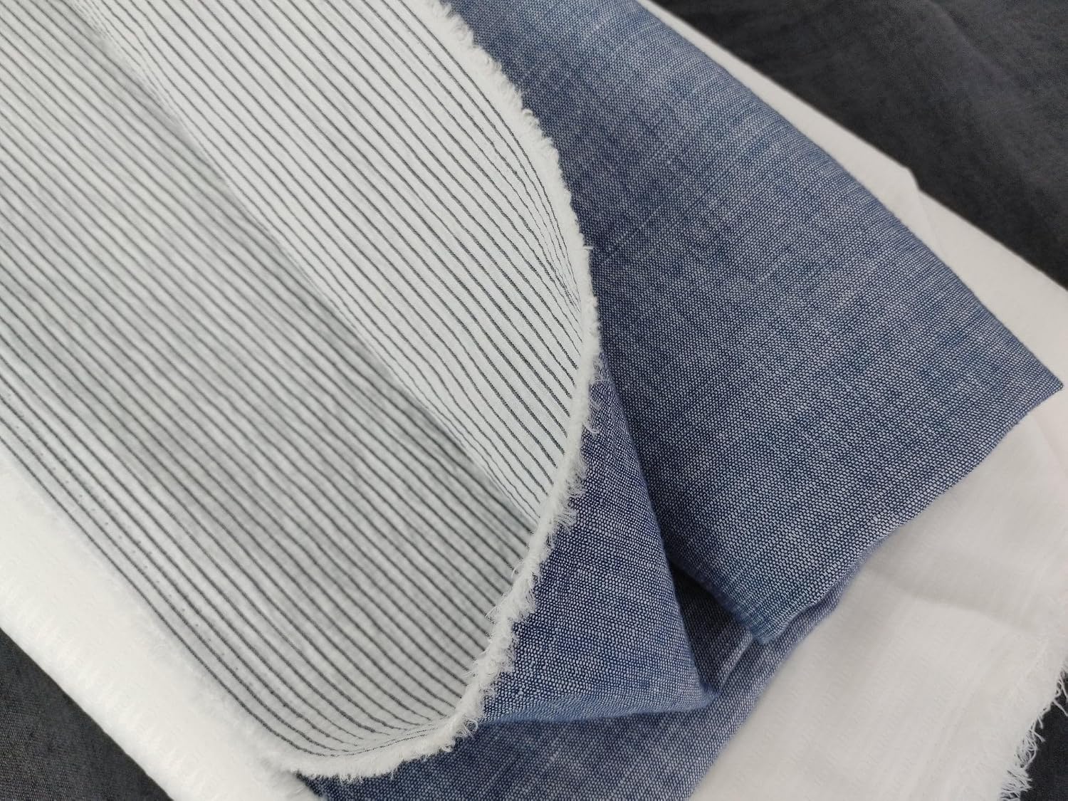 Linen Cotton Double Face Fabric Reversible 2988 Blue