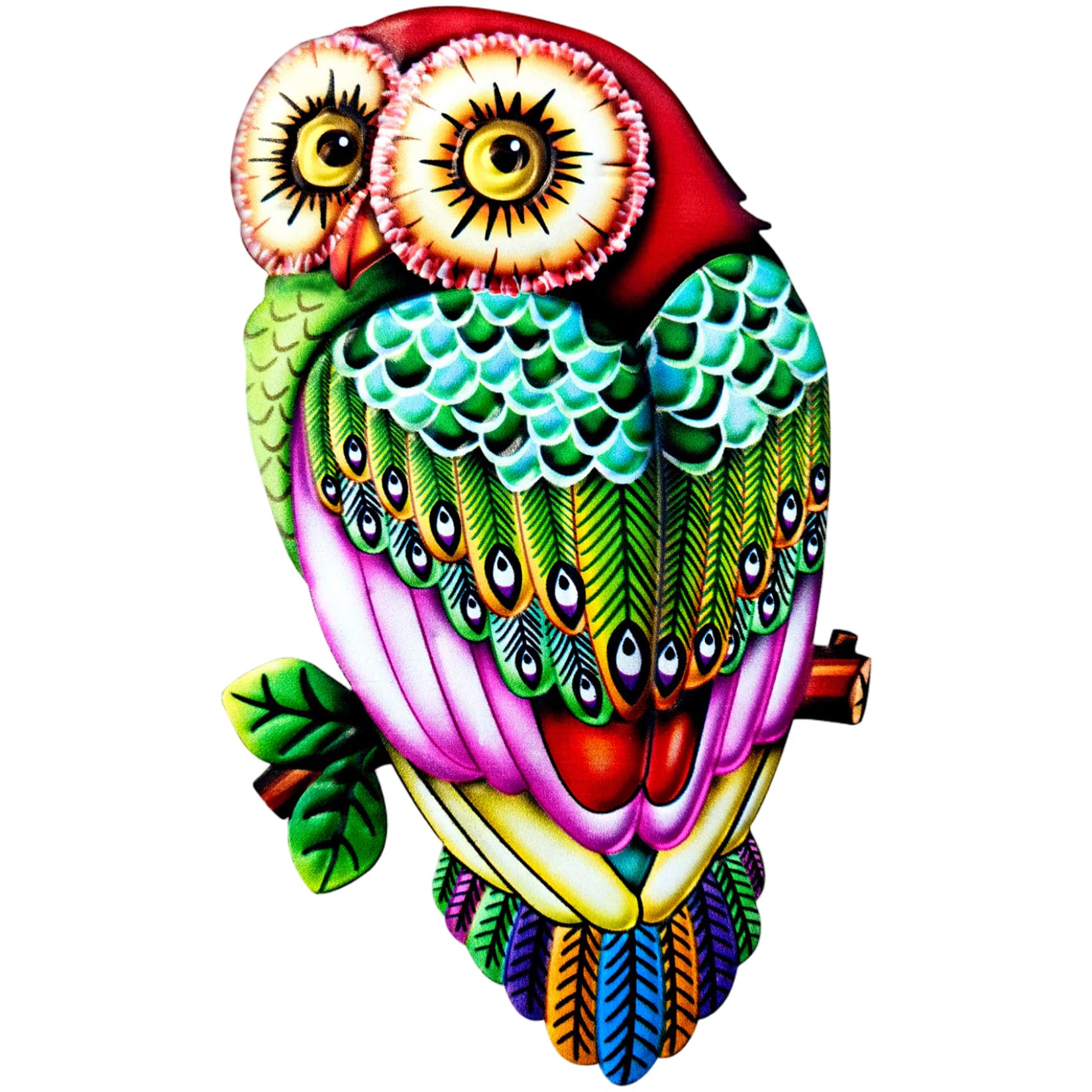 Hintyne Fence Decorations Outdoor Owl Wall Art, Colorful Iron Owl Metal Wall Art, Hanging Outdoor Fence Decor Metal Sculpture for Garden Yard Patio, Style2