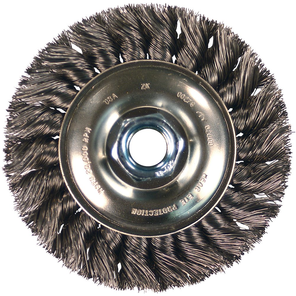 PFERD 82283 Power Knot Wire Wheel Brush with Standard Twist, Threaded Hole, Stainless Steel Bristles, 4
