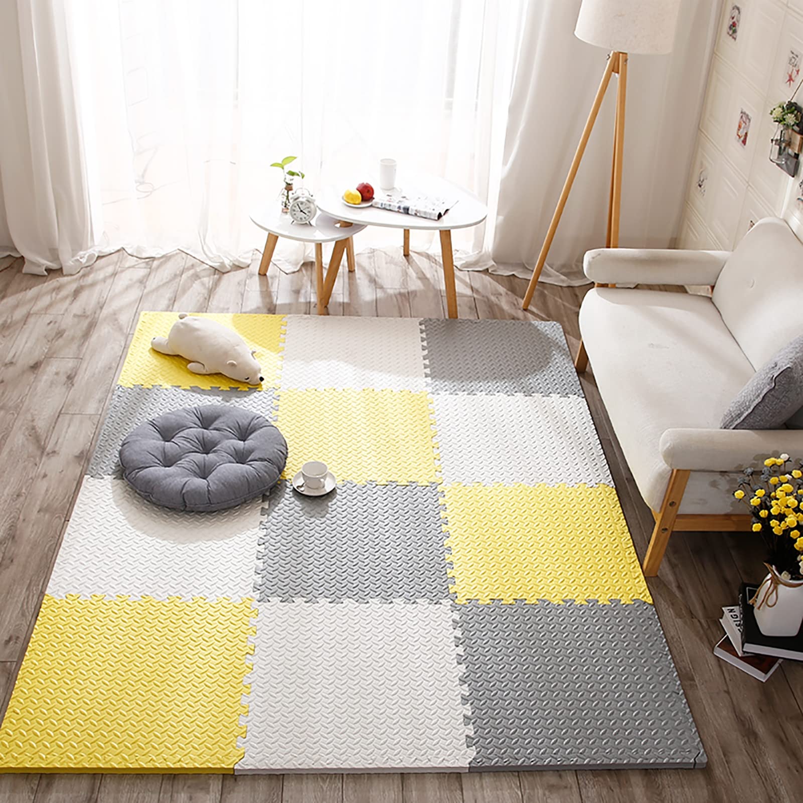 30X30cm Tapis Puzzle Mousse Bébé Multicolores Tapis De Sol pour Enfant Imperméable Tapis De Jeu Puzzle 16/24 Dalles en Mousse De Sol pour Enfant,Tapis De Puzzle pour Bébé,R,16Pcs