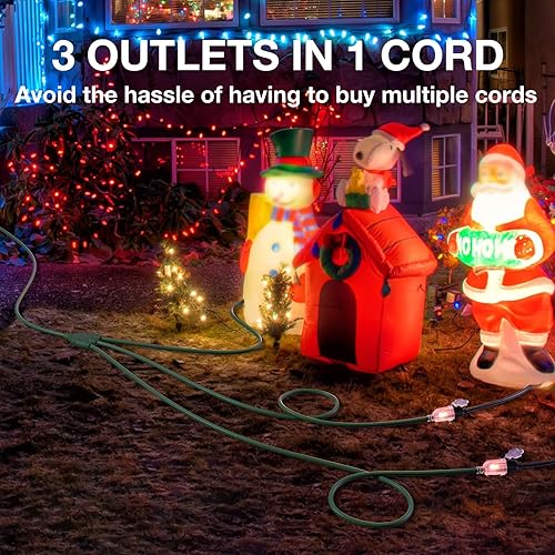 Miniatura 2 de addlon Cable de extensión para exteriores de 1 a 3 divisores con múltiples salidas máximo de 30 pies de extremo a enchufe (42 pies en total) 3