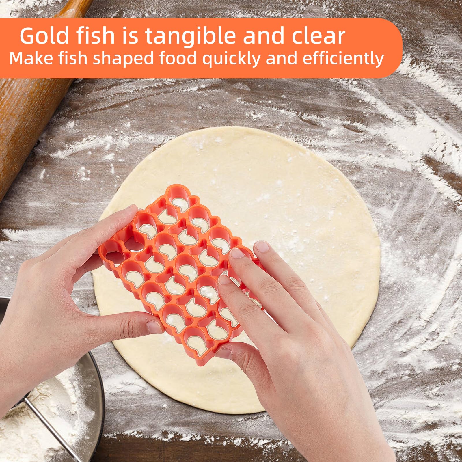 NICENEEDED 25 Cavity GoldFish Cracker Cookie Cutter, Mini Plastic Biscuit Cutters Cute Animal Fish Shaped Molds - Image 3