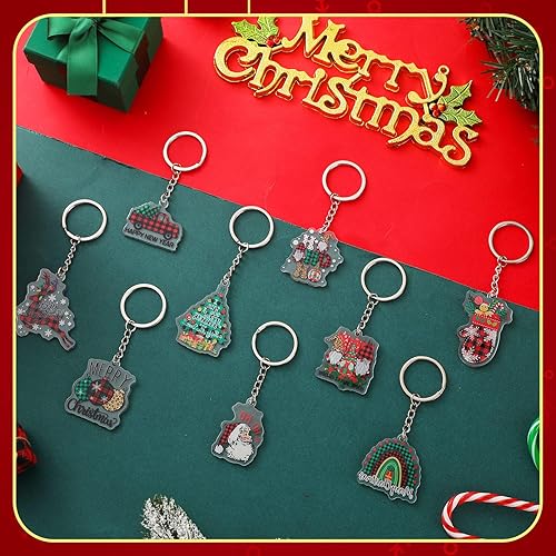 Miniatura 4 de Kigeli 60 llaveros para recuerdos de fiesta, regalos de fiesta, llavero colgante para mujer, mochila (Papá Noel)