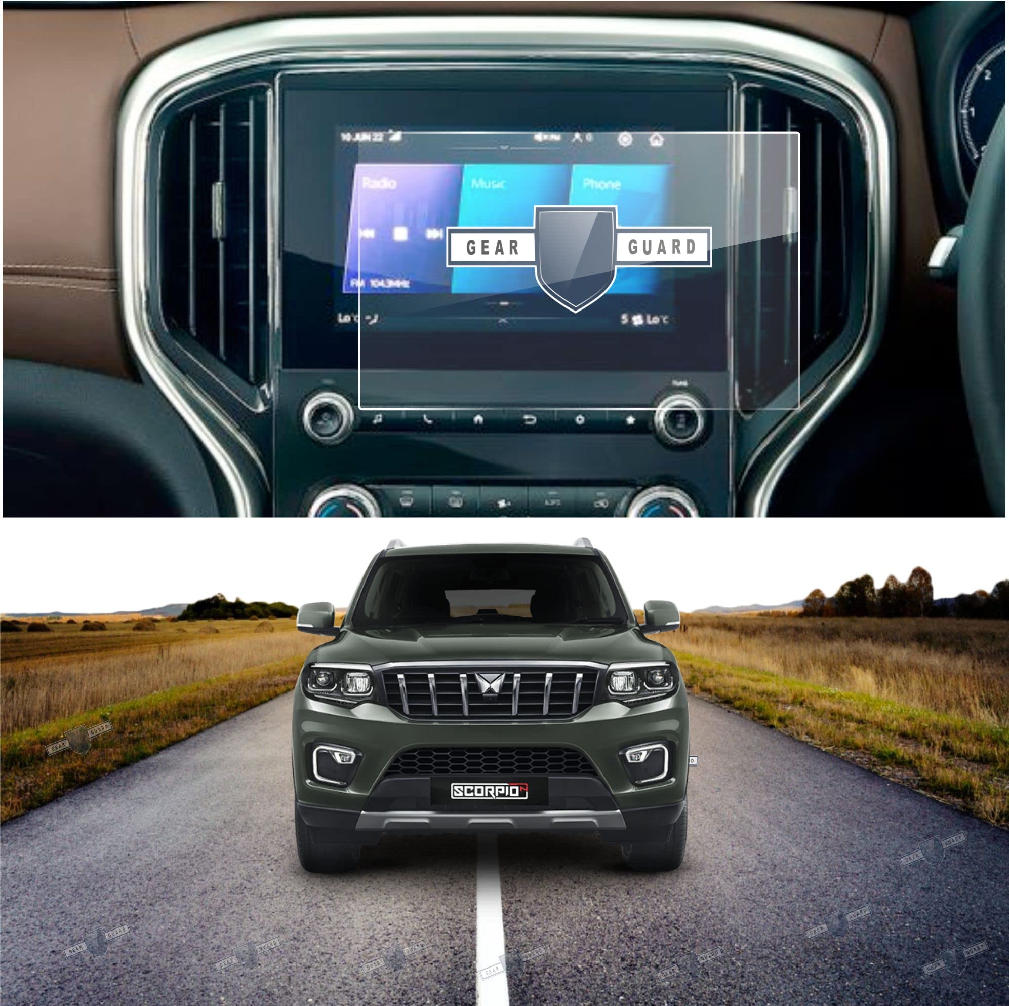 GEAR GUARD - GIVE LIFE TO YOUR DEVICE TPU Gear Guard Screen Protector For Mahindra Scorpio Navigation System Infotainment Touch Screen System - Clear