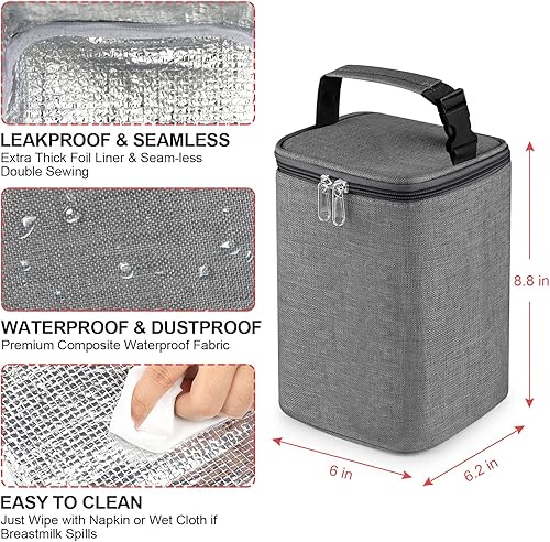 Miniatura 3 de Accmor Bolsa enfriadora de leche materna con bolsa de hielo, bolsas enfriadoras para biberones, bolsas aisladas sobre la marcha, se adapta a 4
