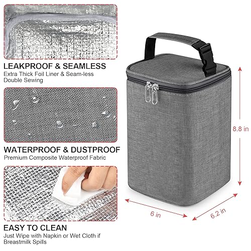 Miniatura 3 de Accmor Bolsa enfriadora de leche materna, bolsas enfriadoras de biberones, bolsas aisladas sobre la marcha, se adapta a 4 botellas grandes de 8