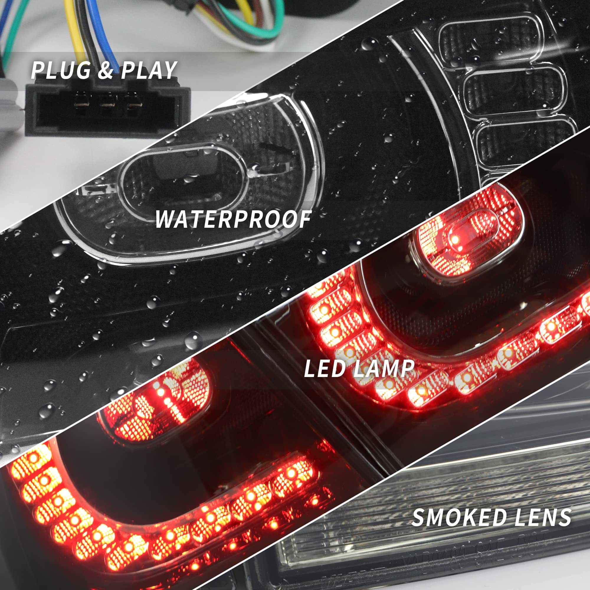VLAND LED Fanali posteriori per Golf 6 GTI TDI TSI GTD R 2008-2013, Con indicatori di direzione dinamici, 1 coppia – Nero