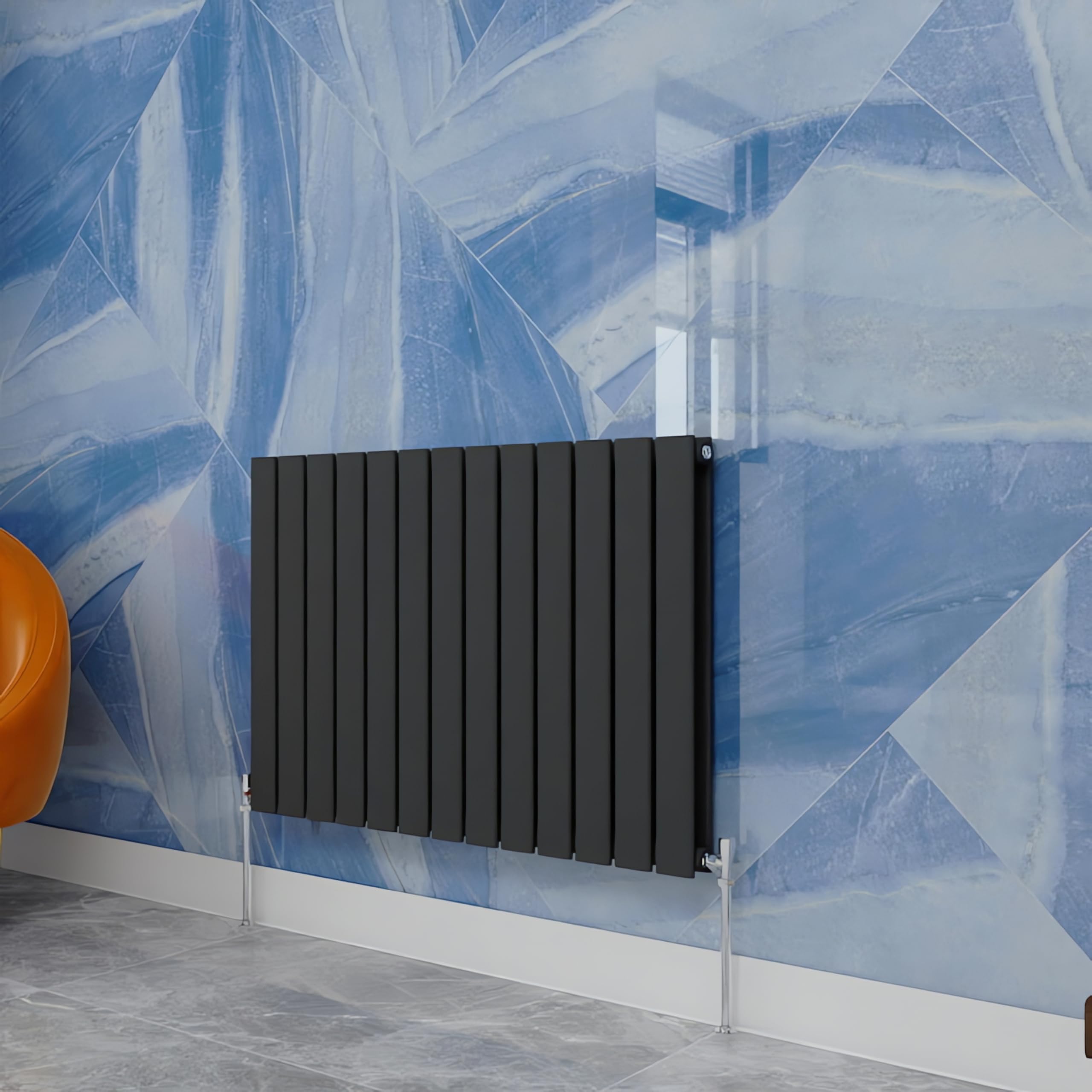 Simple Bathrooms Anthracite Central Heating Radiator,600X884mm Horizontal Flat Double Panel Column Energy-Efficient For Morden Multi-Scene