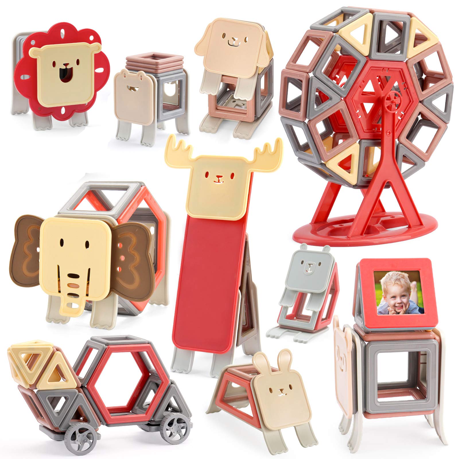 Amazon.co.jp: AOMIKS マグネットブロック 森の動物 積み木 磁気