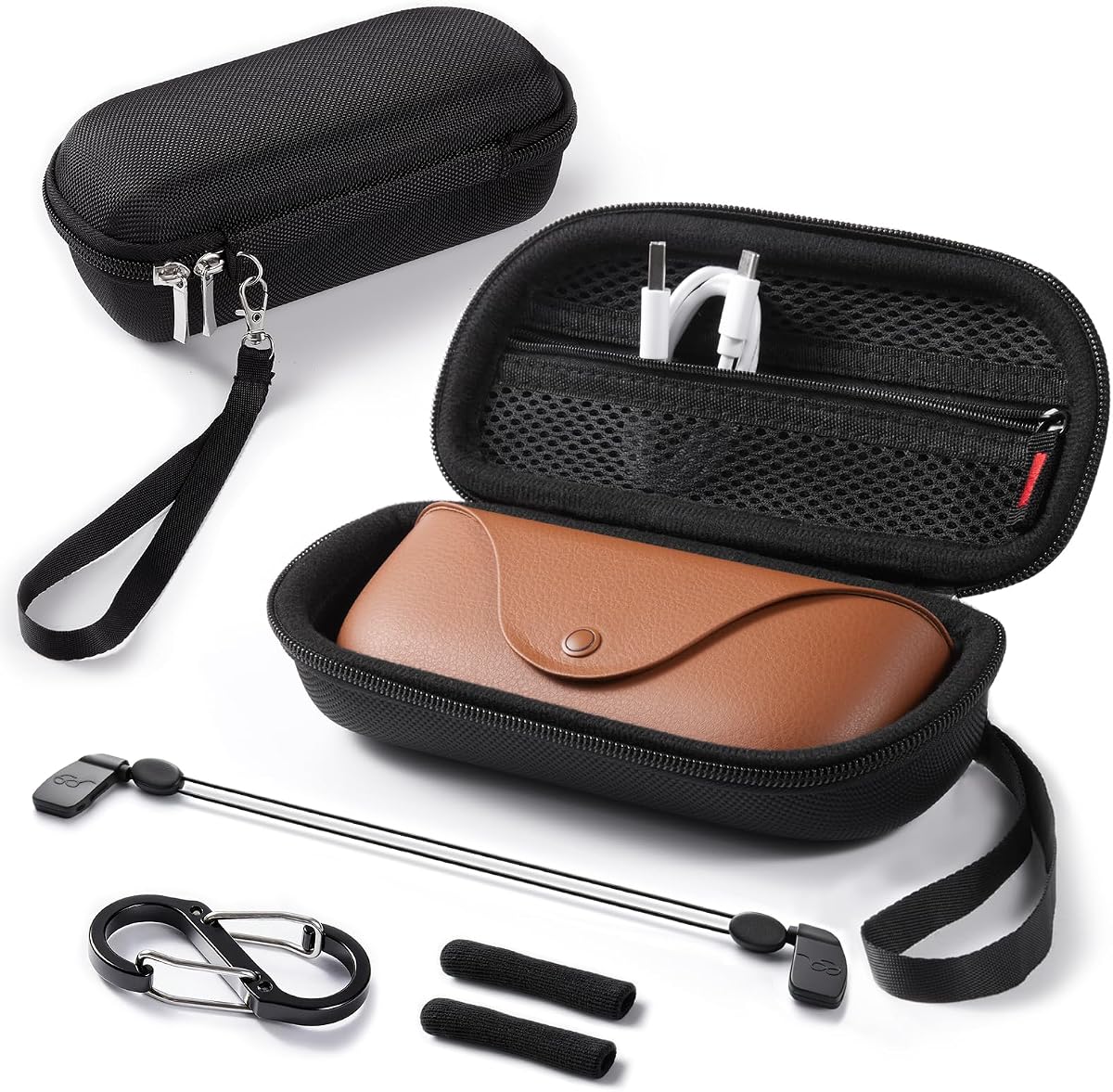 CoBak Carrying Case for Ray-Ban Meta & Oakley Smart Glasses, with 4 in 1 Accessories Kit - Case, Carabiner, Strap and Ear Cushion, Fits Wayfarer, Skyler and Most Sunglasses Portable Protective Storage