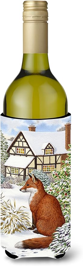 Caroline'S Treasures Fox By The Cottage Wine Bottle Koozie Hugger - Thumbnail 4