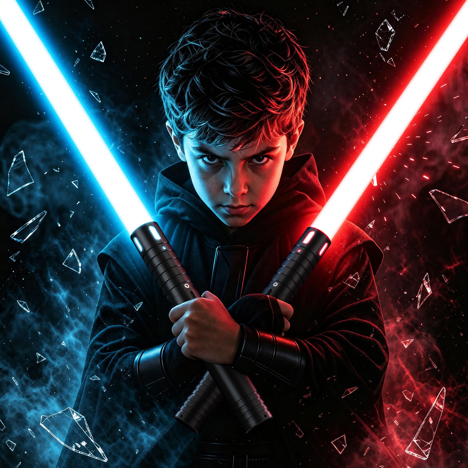 Laserschwert Kinder RGB 15 Farben 2 in 1 Lichtschwert Duell Lightsaber mit 4 Modi und Sounds USB-C Wiederaufladbar FX Lichtschwert Spielzeug für Kinder und Erwachsene Halloween Cosplay(60CM 2PC)
