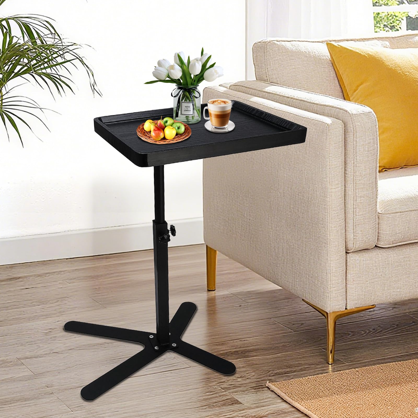 XUDREZ Adjustable X Shaped Side Table with360ยฐ Swivel Tabletop, End Table for Living Room Bedroom Sofa Bathtub Bedside Nursing