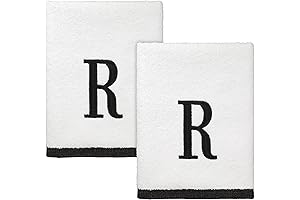 Embroidered Bathroom Essentials: Soft & Absorbent Black and White Hand Towels for Bathroom