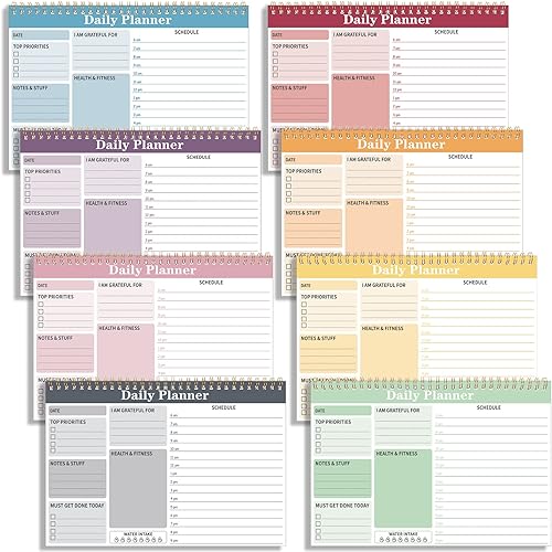 Paquete de 8 bloc de notas semanal y diario, planificador de notas en espiral, lista de tareas para planificar tareas diarias, lista de tareas para
