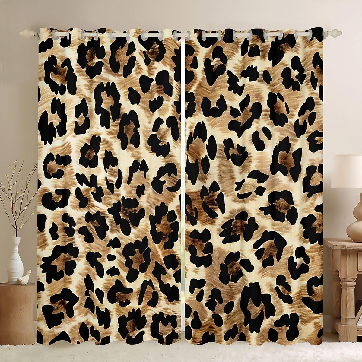 Homewish Tende oscuranti con stampa leopardata, 117 x 137 cm