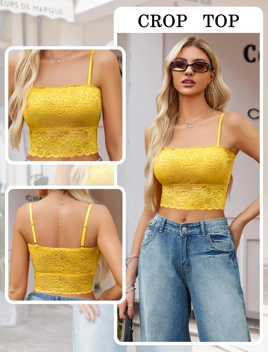 Avidlove Bralettes for Women Lace Spaghetti Strap Tank Top Tube Slim Basic Camisole - Image 2